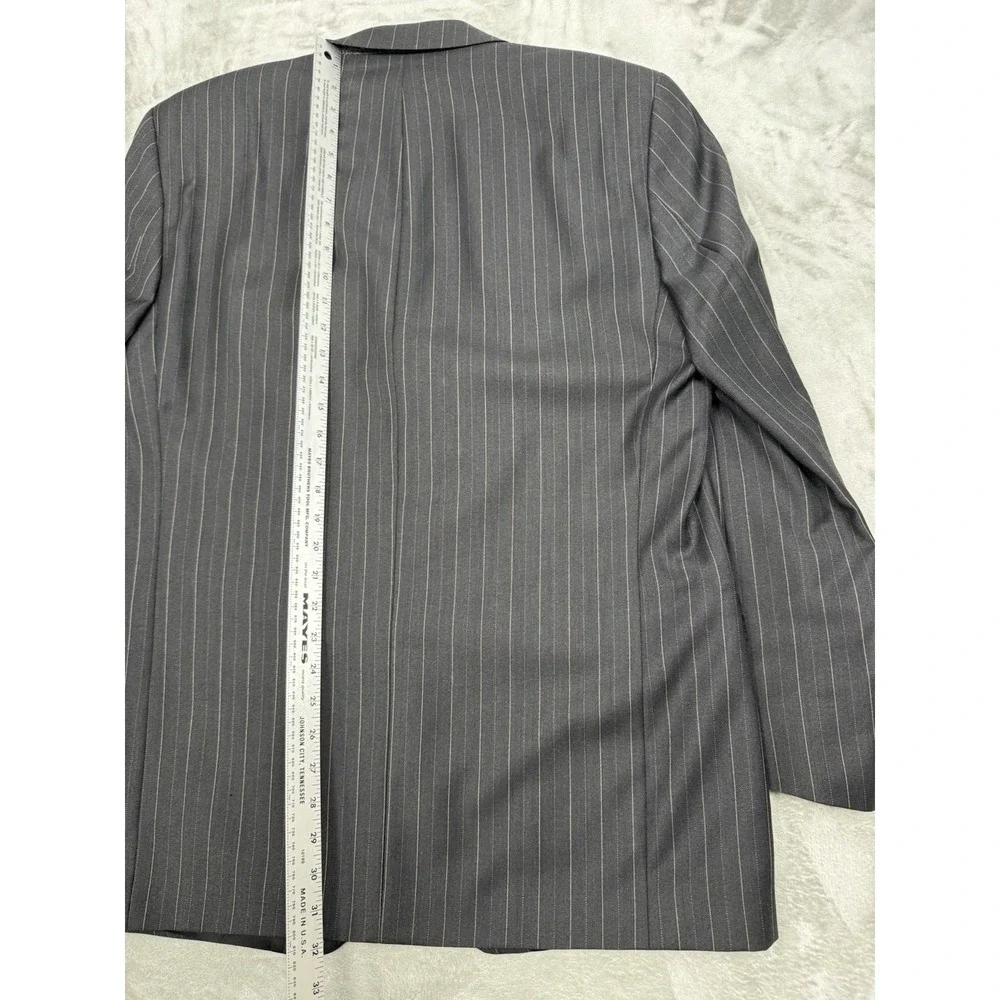 Prestige S Cohen Suit Blazer Jacket‎ Mens 46L Black Pinstripe Sport Coat Wool